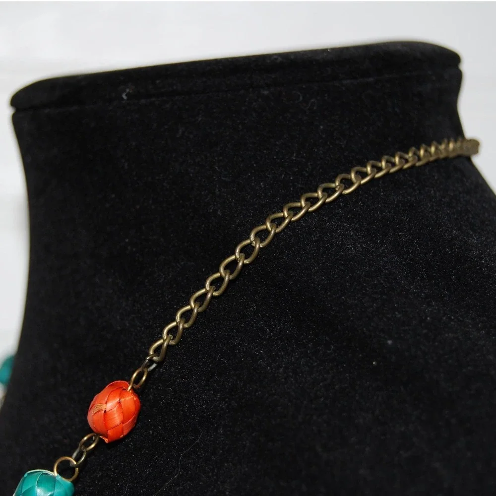 Vintage Canasta Butterfly necklace Mexican jewelry Multicolor Brass‎